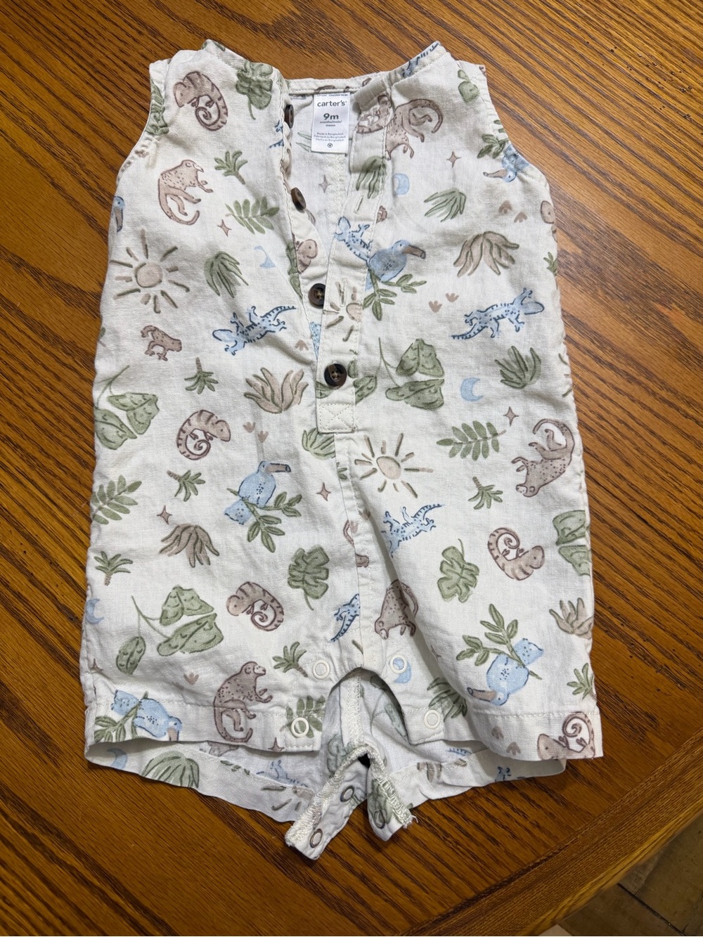 Carter's Cream Jungle Animal Print Sleeveless Romper